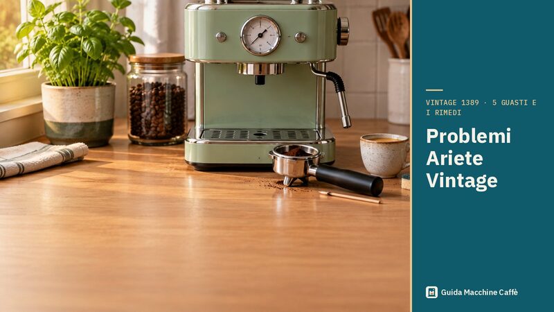 Illustrazione dei problemi Ariete Vintage: macchina espresso retrò con il portafiltro sporco di caffè sul bordo