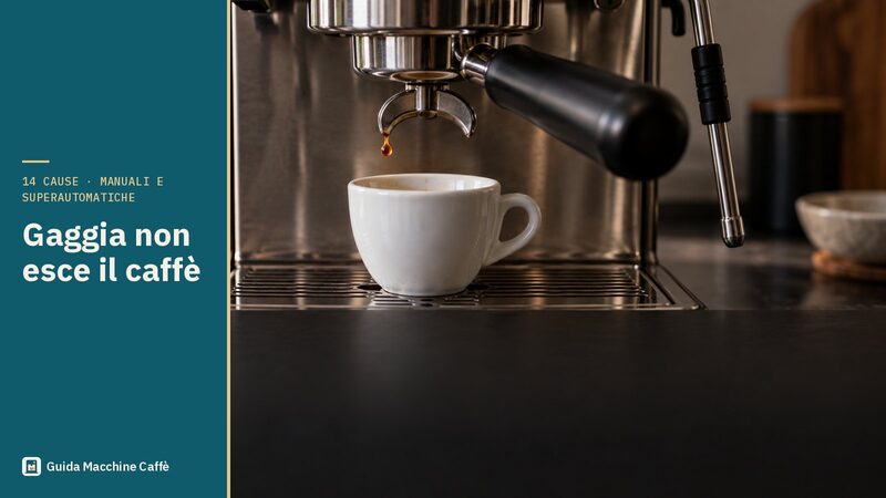 Gaggia non esce il caffè: illustrazione del portafiltro sopra una tazzina in cui cade una sola goccia