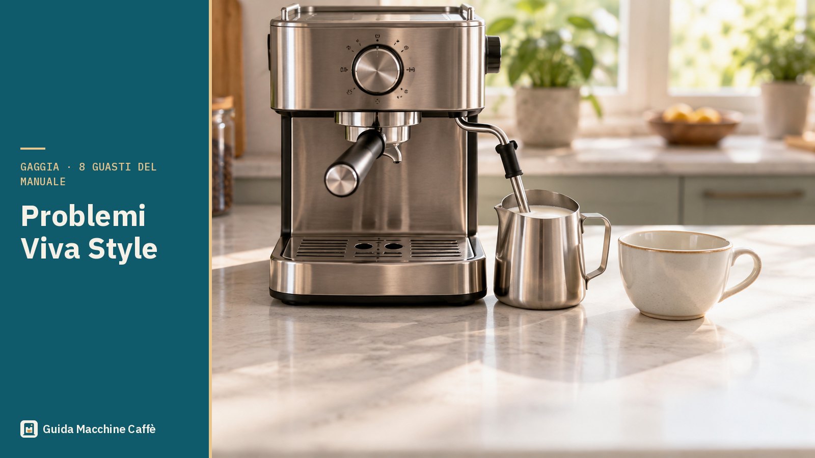 Illustrazione dei problemi Gaggia Viva Style: macchina espresso manuale con il pannarello nella lattiera e il latte senza schiuma