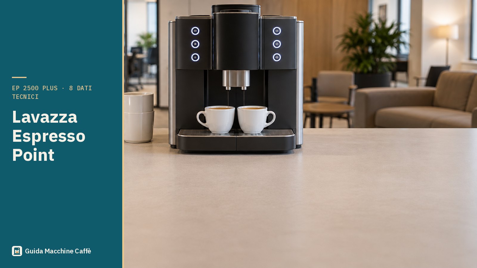 Illustrazione della Lavazza Espresso Point: macchina da ufficio a capsule con sei tasti retroilluminati